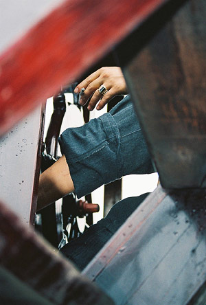 Sitting with cigarette in Vietnam