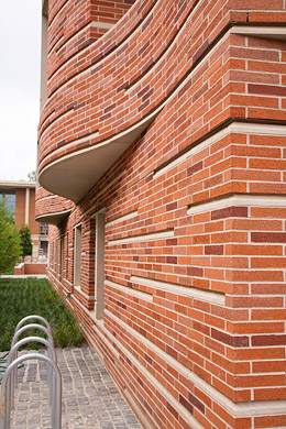 red brick and limestone