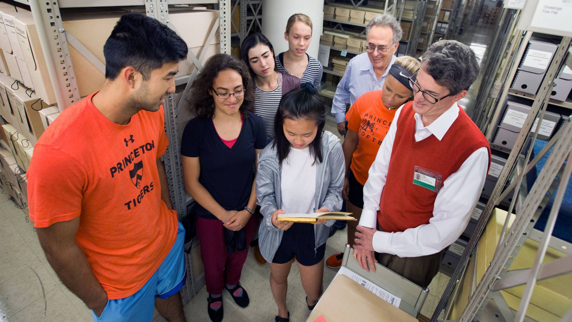 Students, Robert Socolow and Dan Linke in University Archives