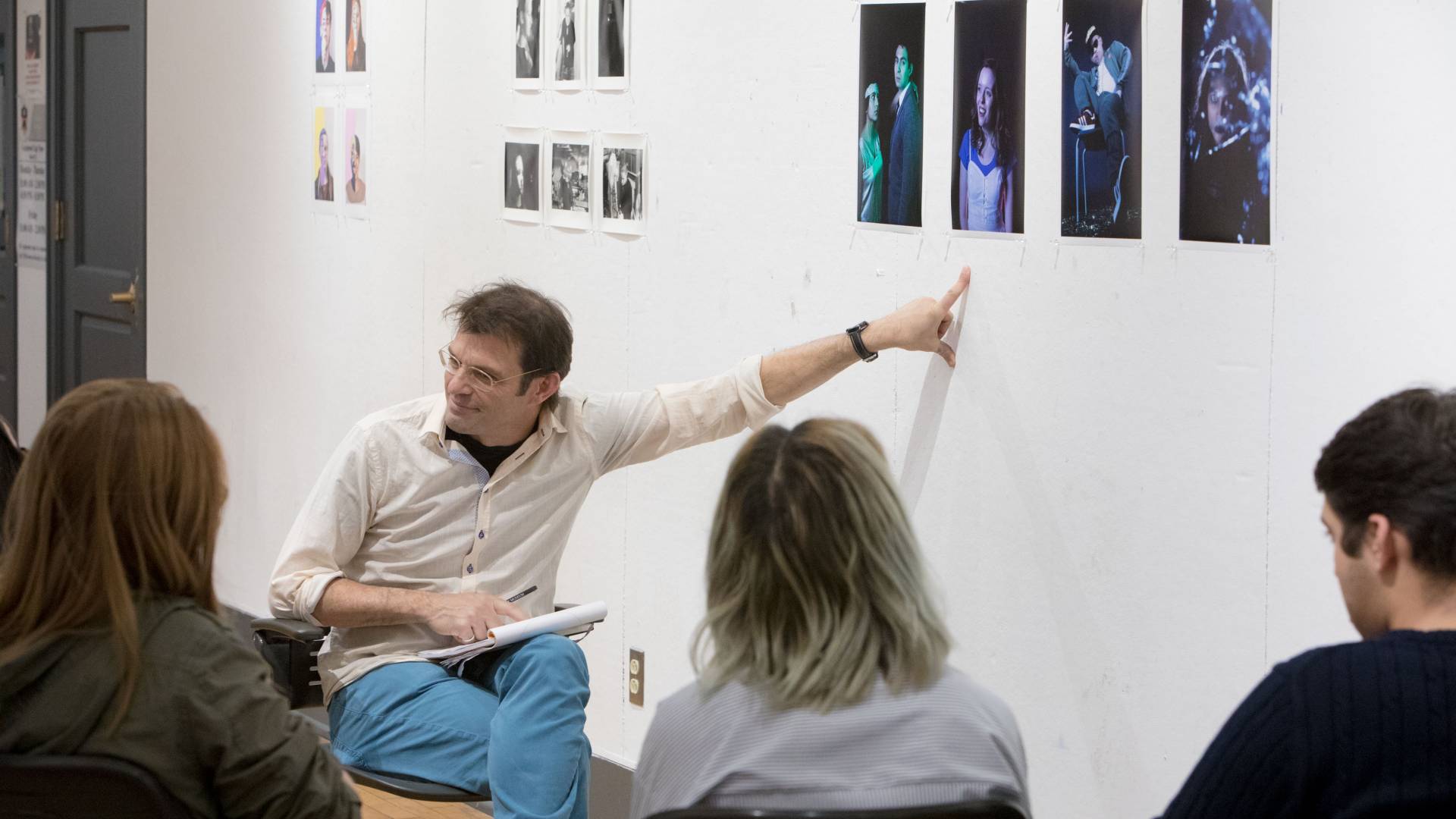 Professor Whetstone leads critique of student work