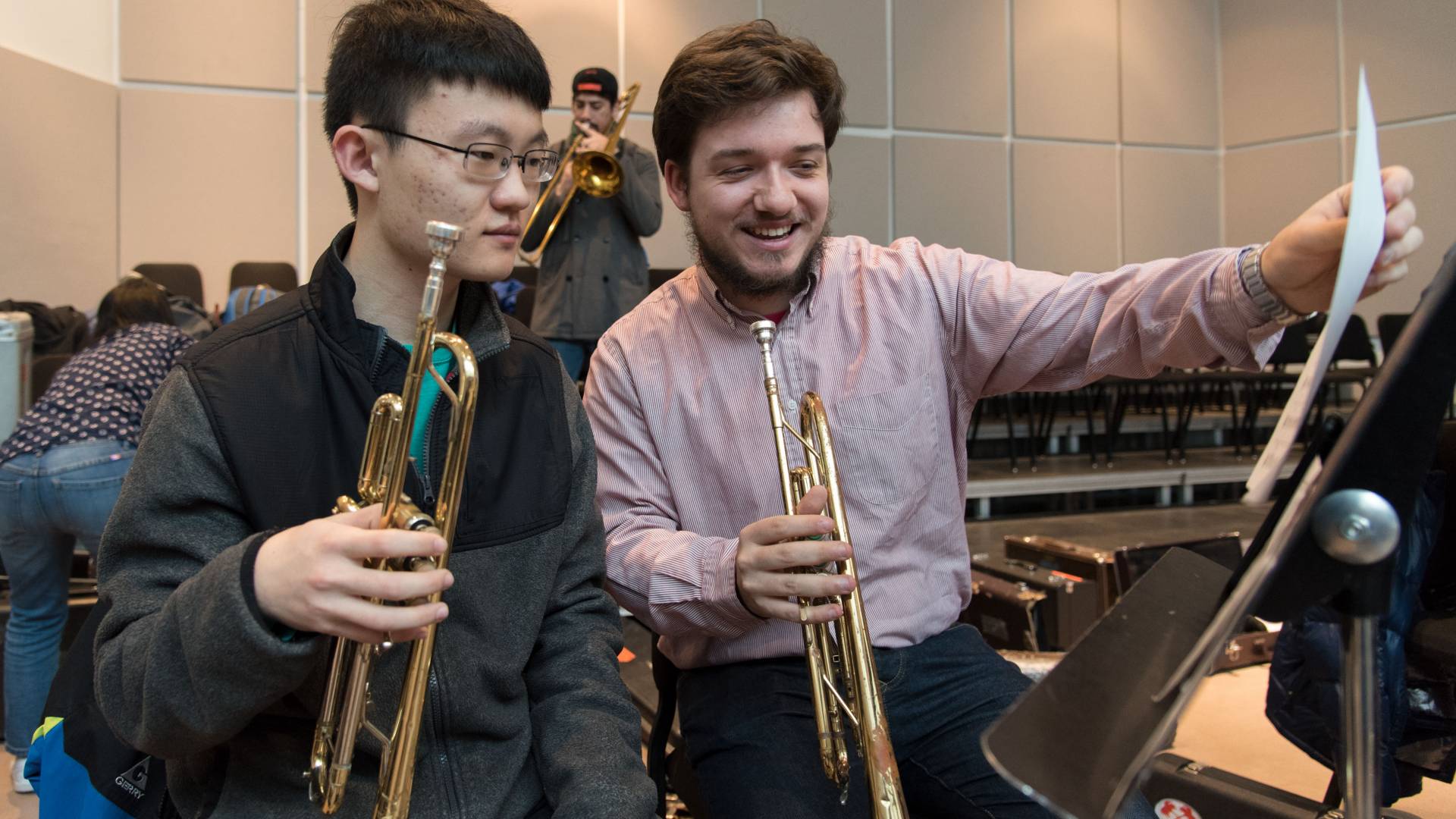 Students with trumpets
