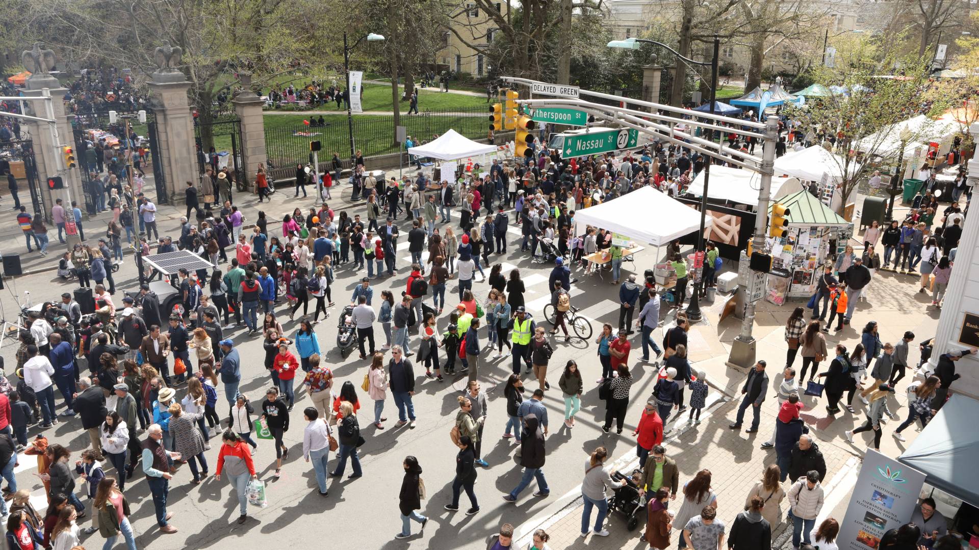 Crowd on Nassau Street in front of Nassau Hall during Communiversity