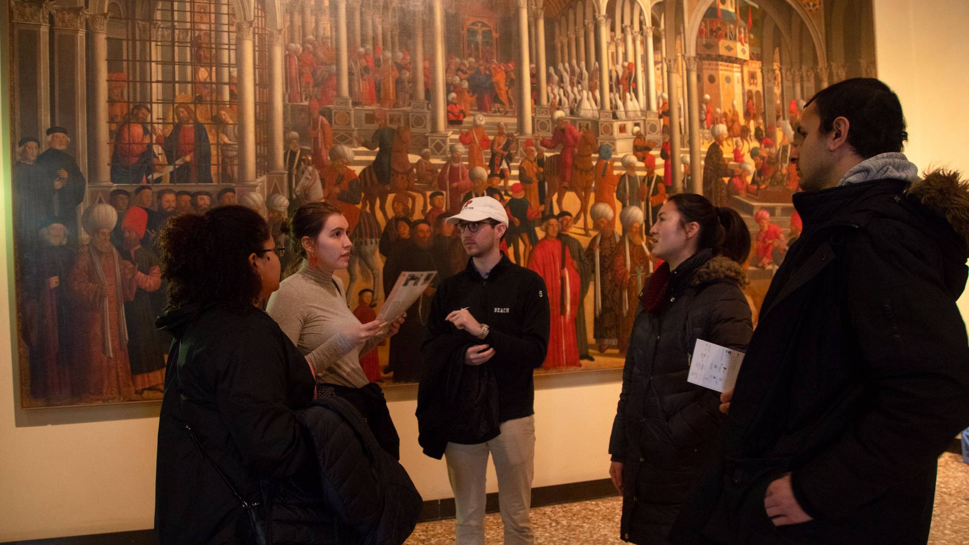 Sofie Feist with students at Gallerie dell'Accademia in Venice