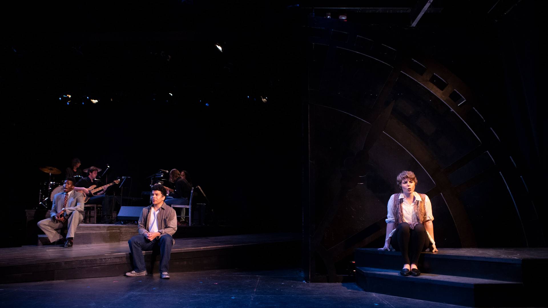 Actors and musicians on stage for musical "Tick, Tick...Boom"