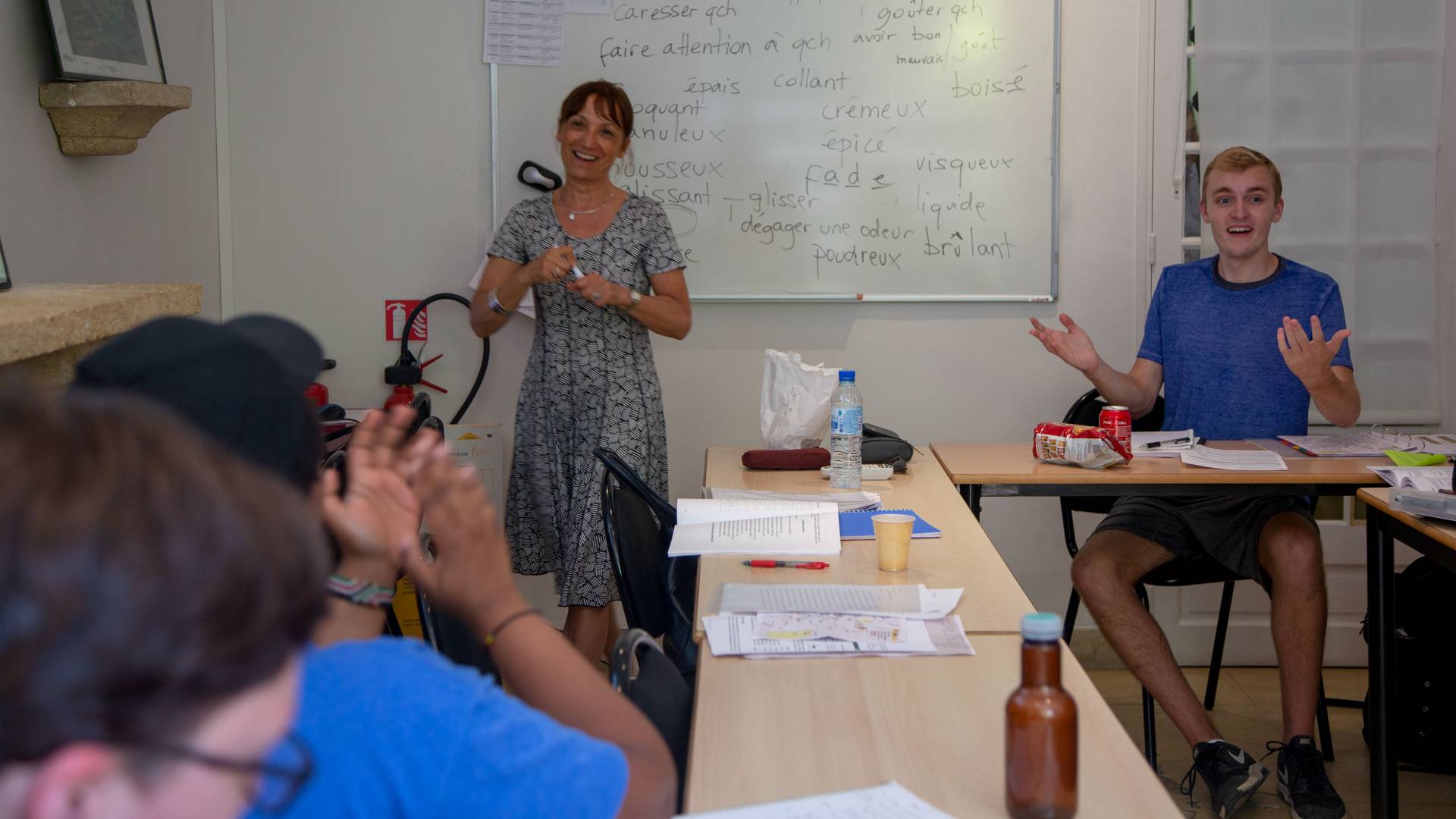 Students taking language immersion class at Aix-en-Provence language institute in France