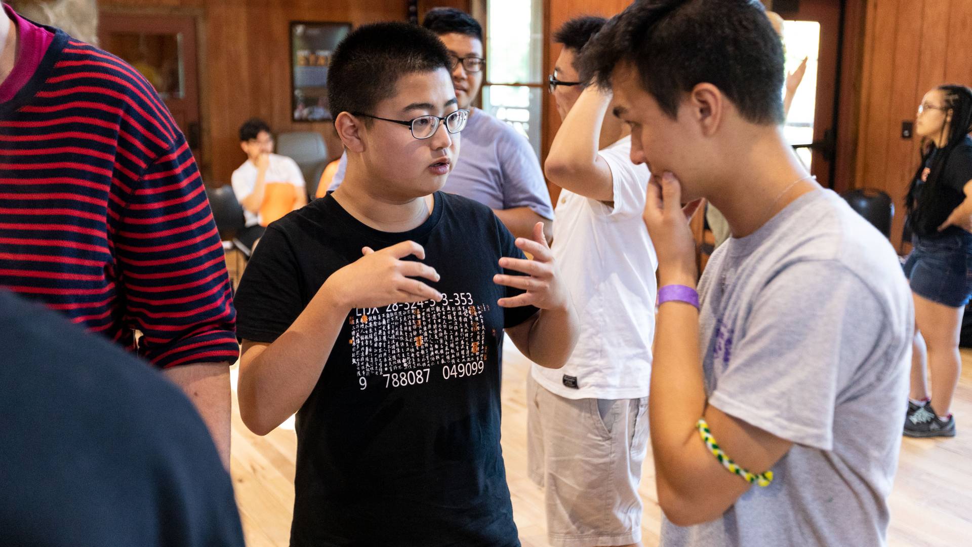 Hanzhang Ren (left) speaking&nbsp;with Hunter Worth