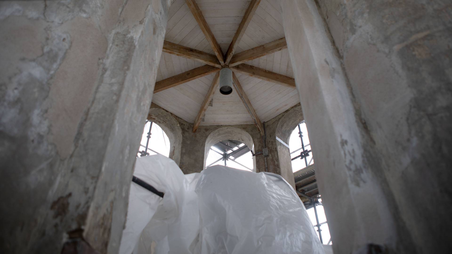 Refurbished ceiling on Nassau Hall cupola