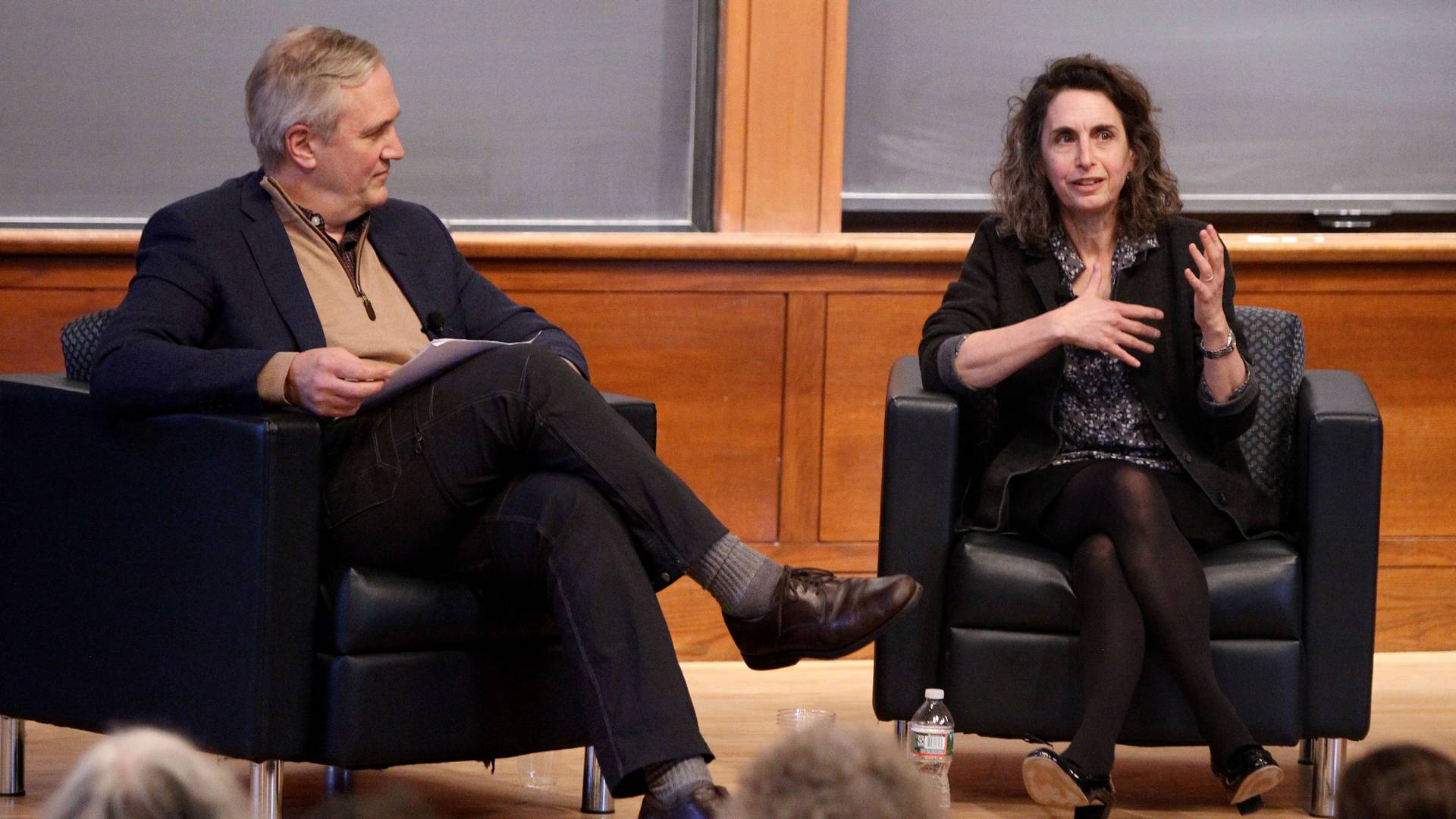 Stephen Pacala and Elizabeth Kolbert speaking