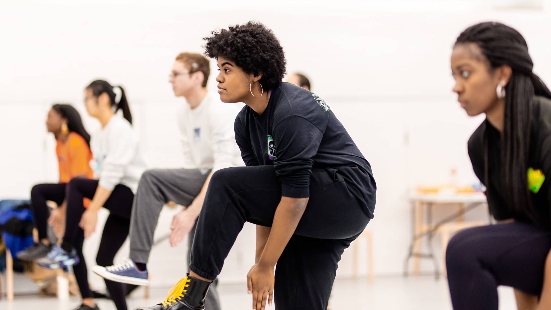 Students highstepping during highsteppers class