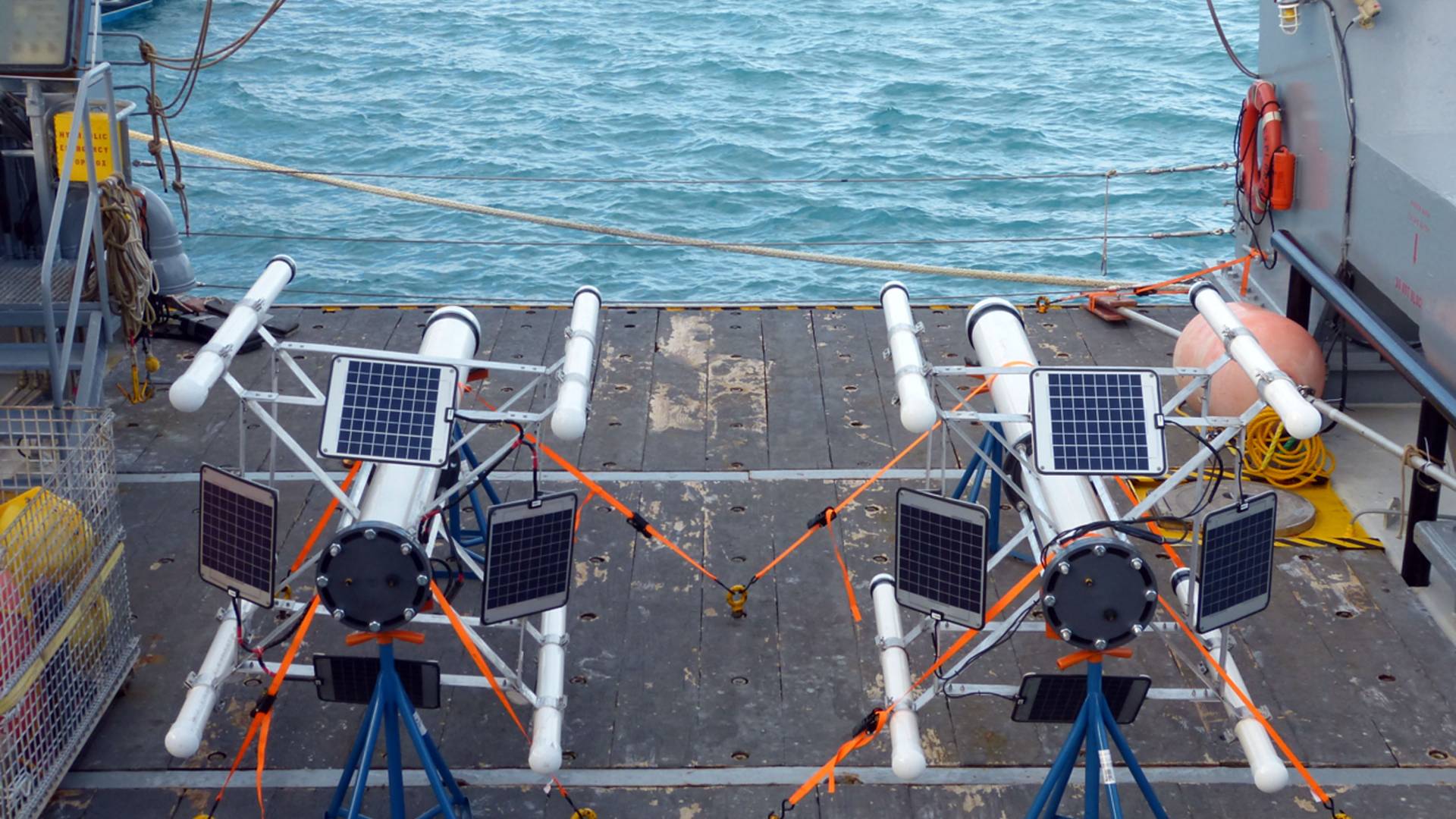 Son-O-Mermaid instruments on deck