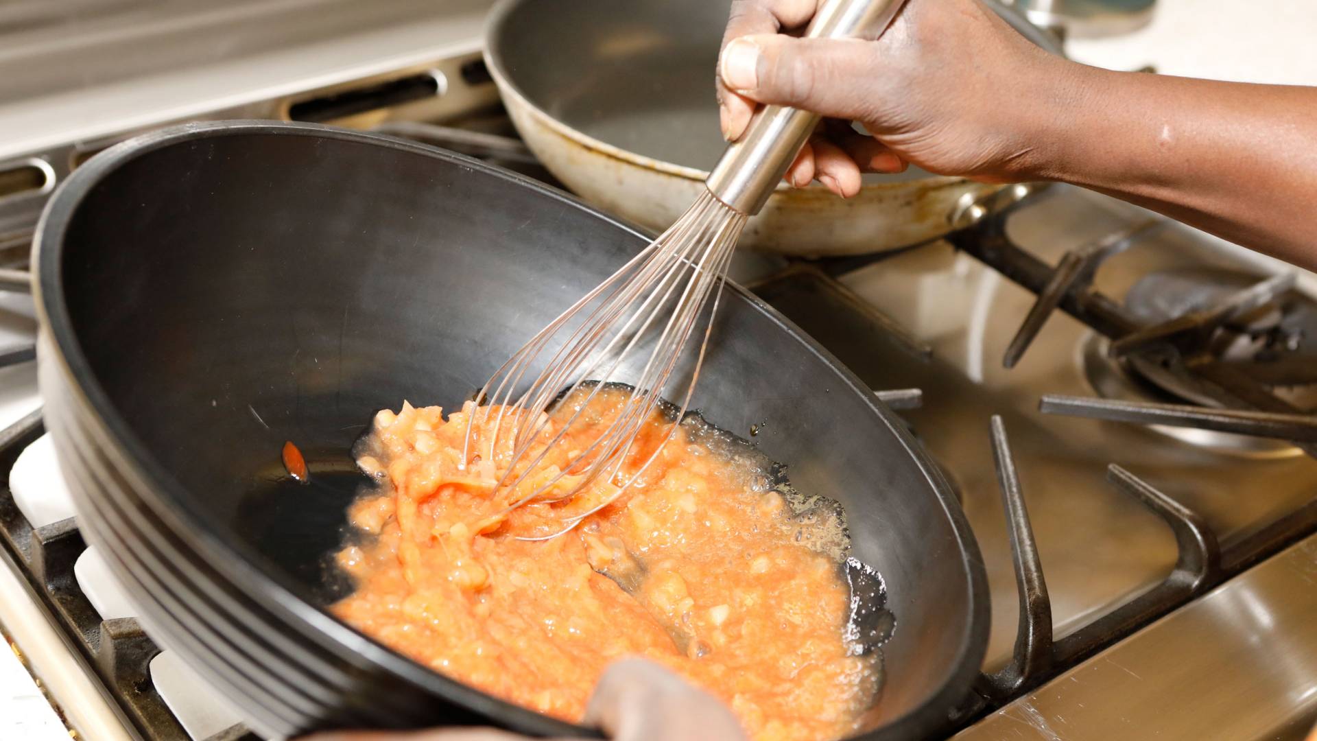 Food being cooked in a pan