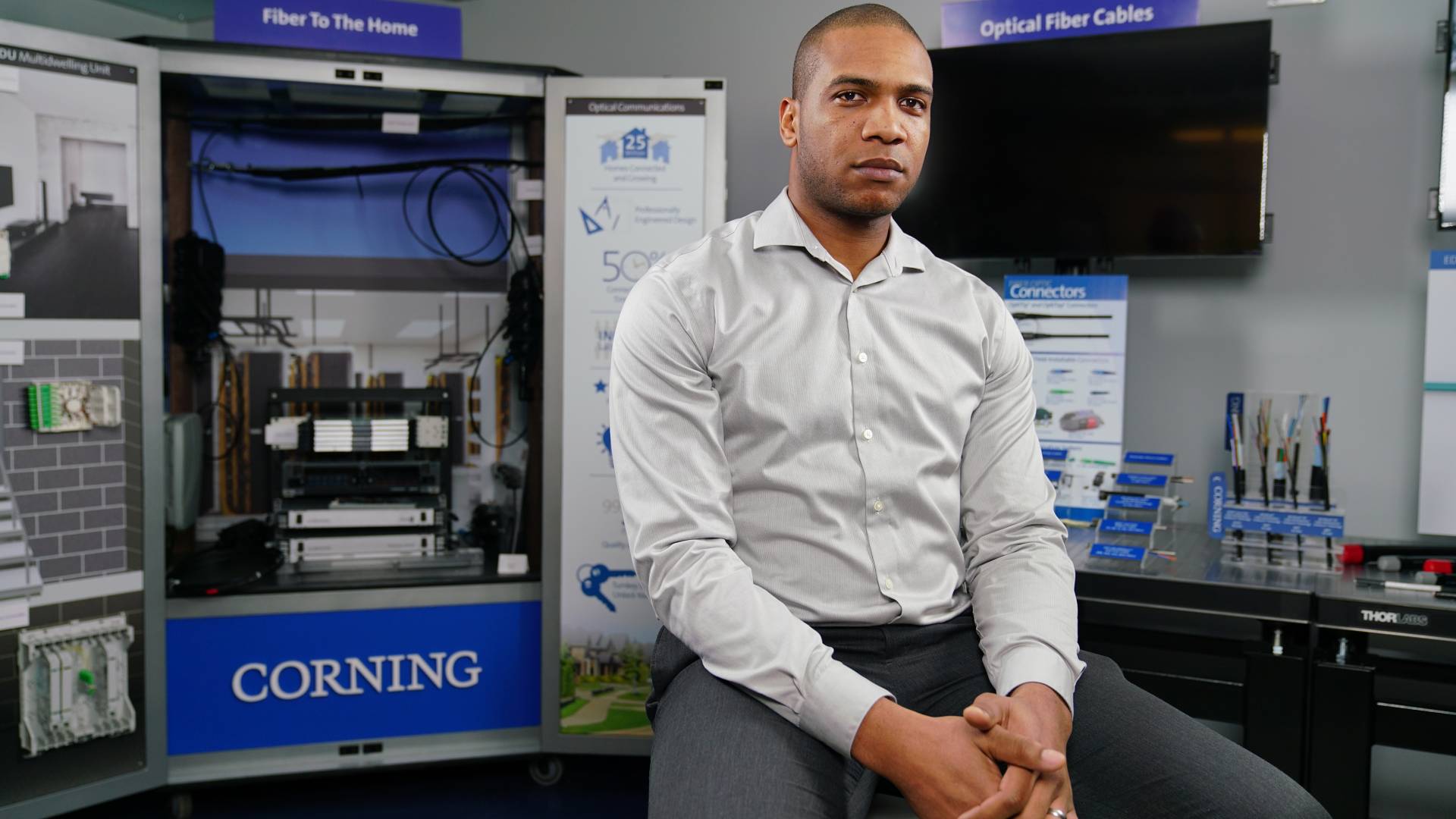 Dave Christie in front of machines