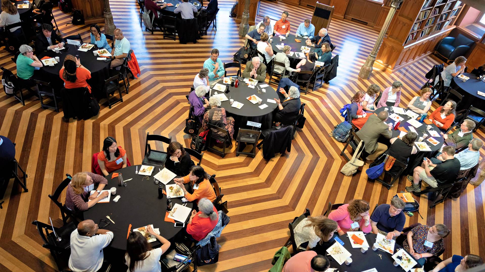 Round tables of engaged alumni and participants at the TeacherPrep anniversary conference