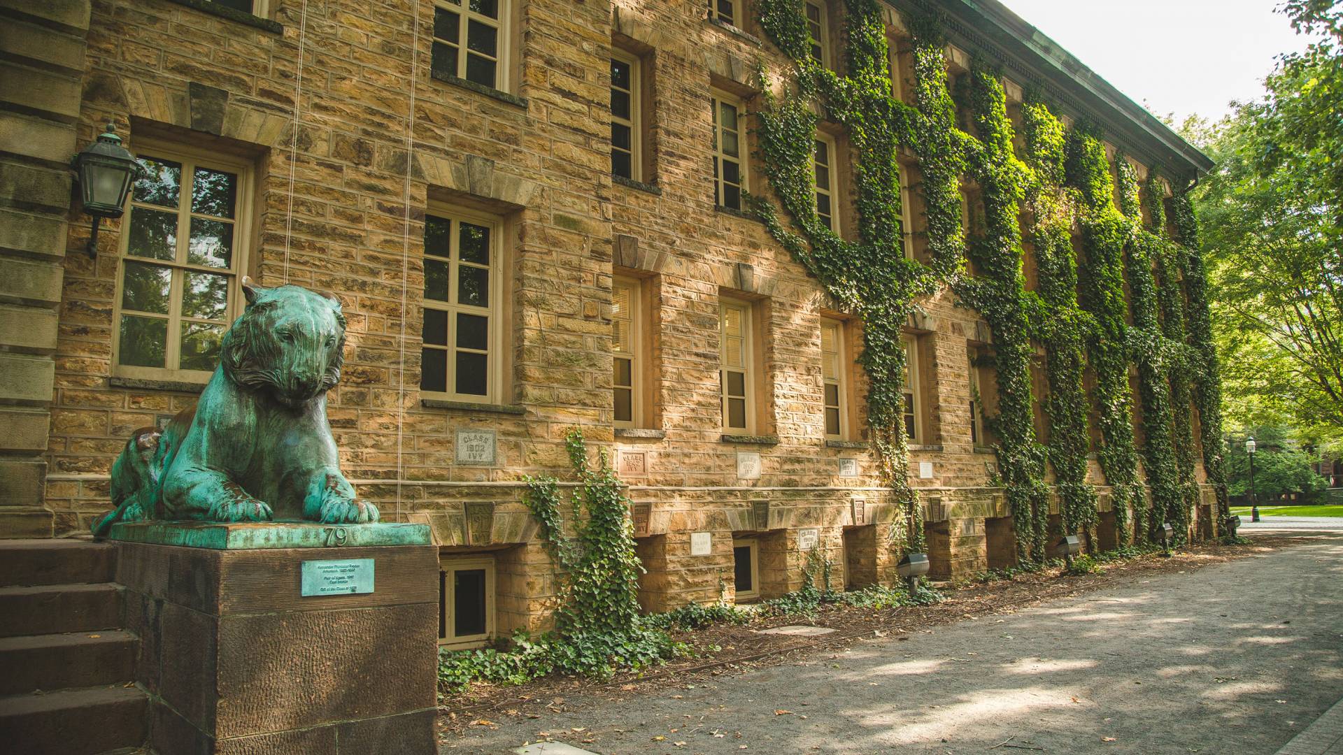 Front of Nassau Hall with Tiger Statue