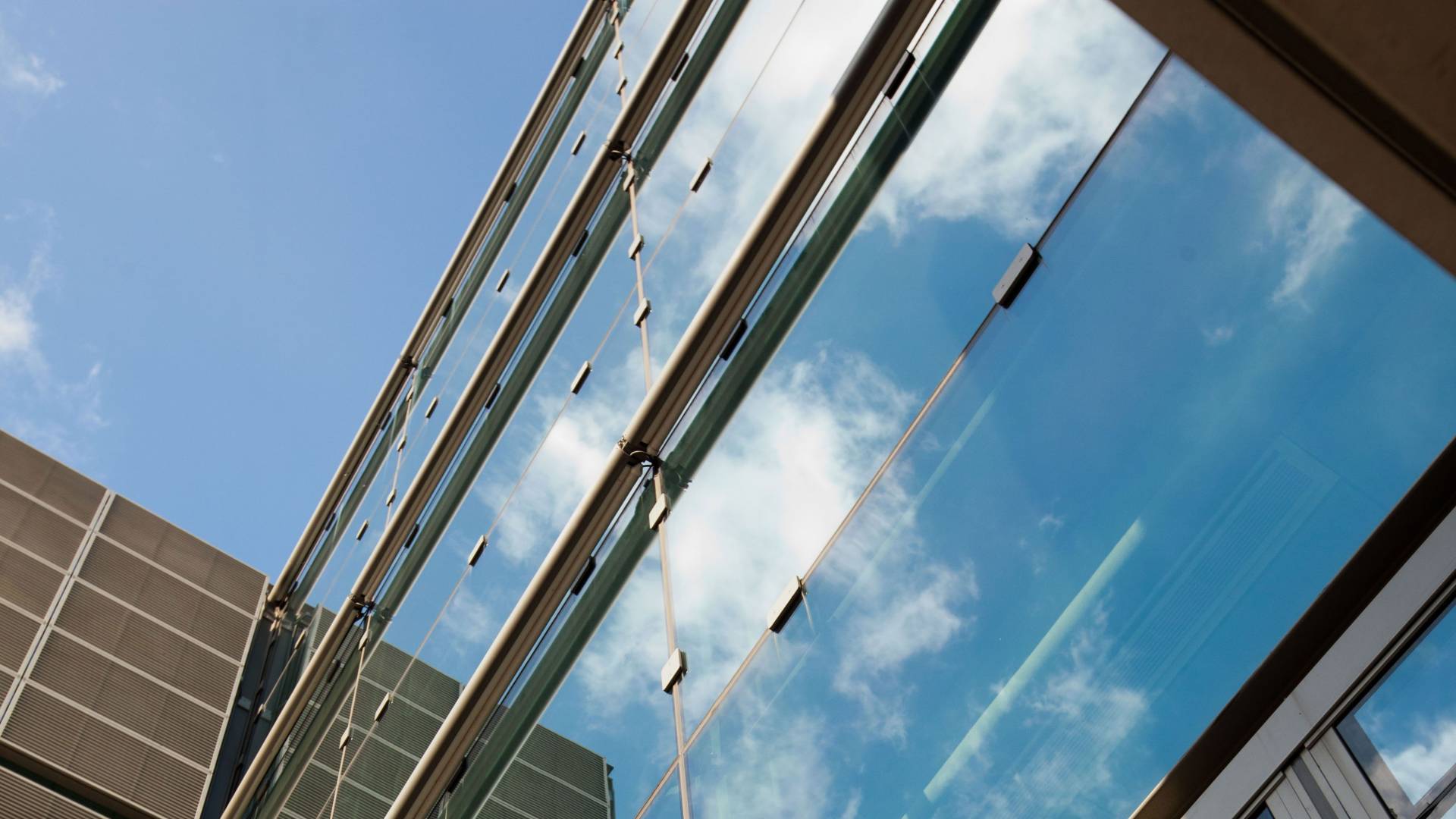 Blue sky reflecting in windows