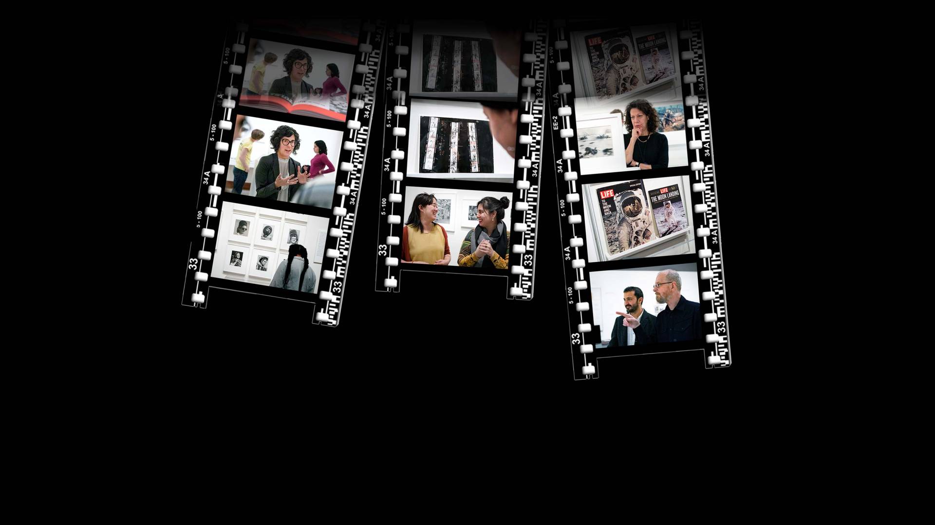 Photo illustration of students and faculty interacting with exhibit