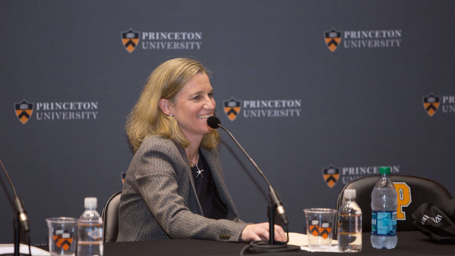 Mollie Marcoux Samaan speaks at a press conference