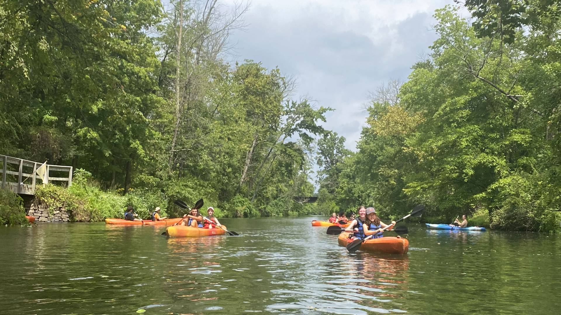 students kayaking