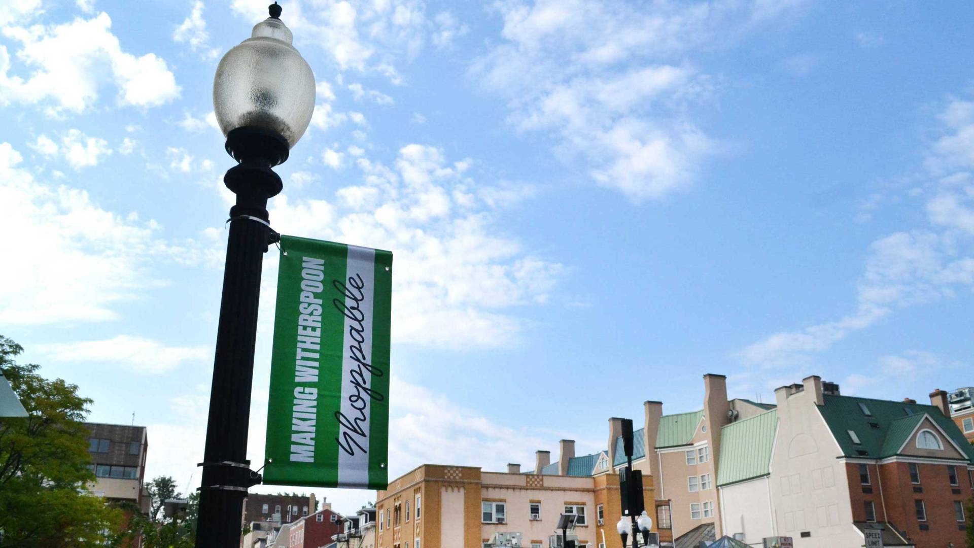 Witherspoon Street and banner that reads, "Making Witherspoon Shoppable"