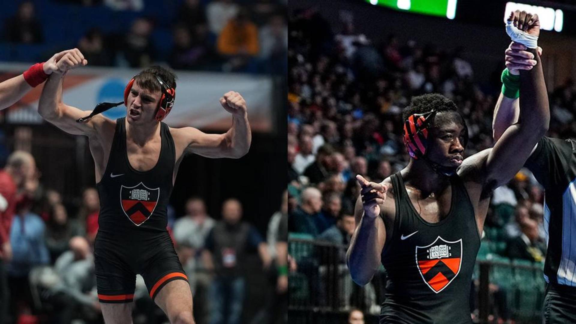 Patrick Glory and Quincy Monday raising their hand in victory