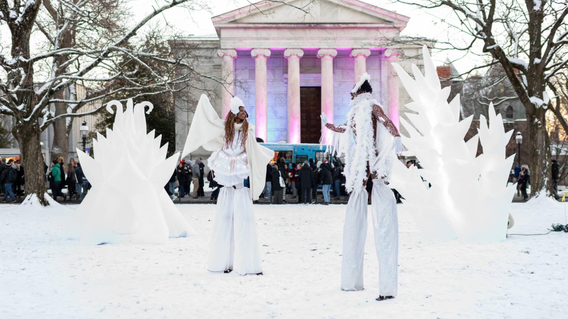 The Wintersession Kick-off Festival on Cannon Green featured local performers, bonfires, food trucks and ice sculptures.&nbsp;
