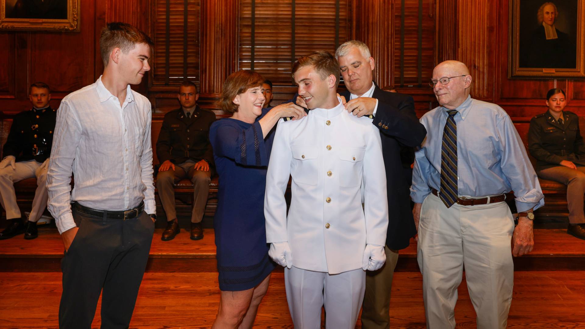 Commissioned officer with his family