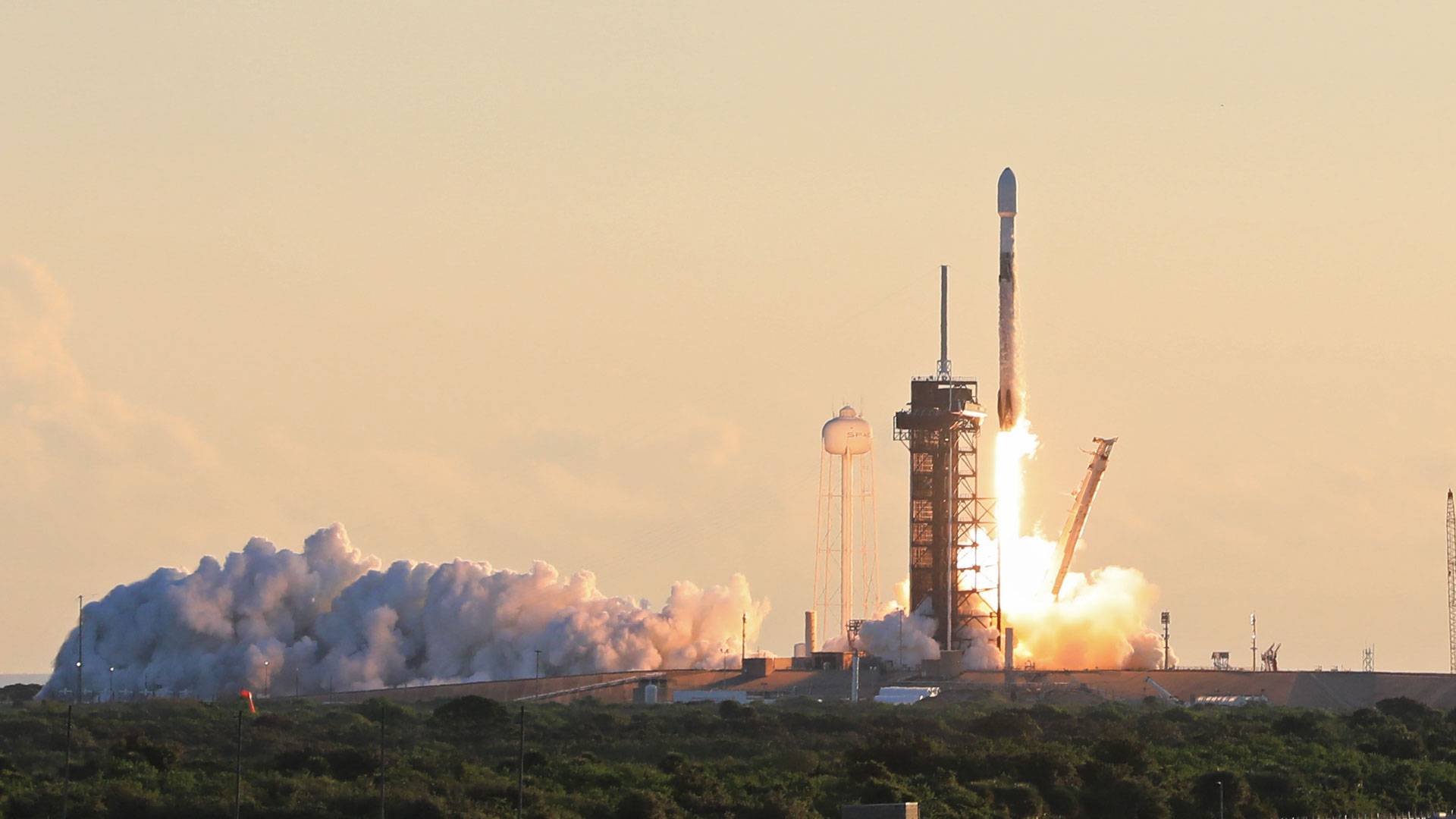 Falcon 9 rocket leaves the launchpad bearing the IMAP mission spacecraft