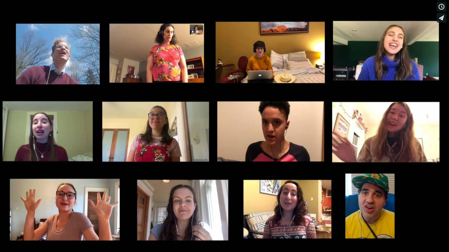 zoom still of an ensemble musical performance