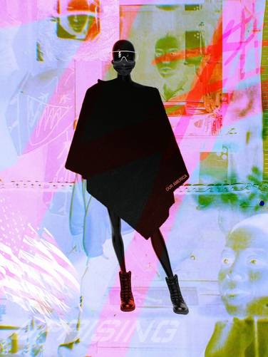 silhouetted person in a poncho