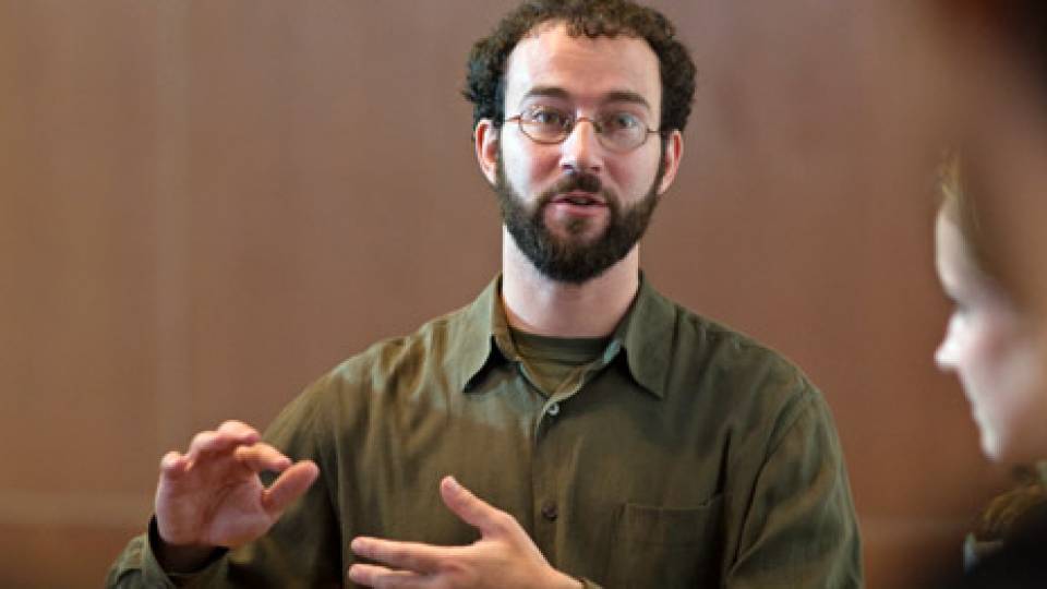 Oppenheimer speaking with students