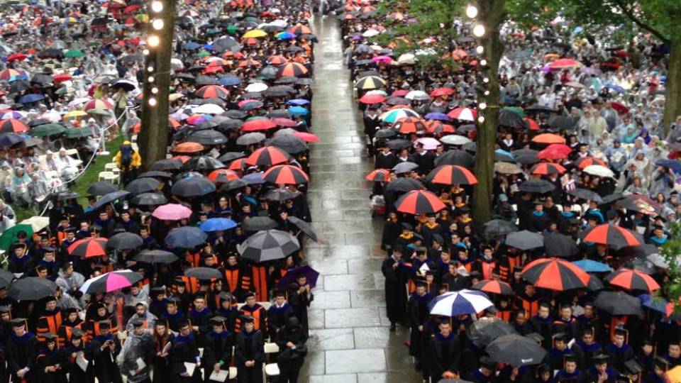 Commencement 2015 graduation in the rain