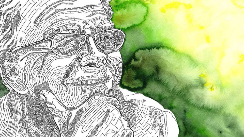 Peter Singer portrait illustration