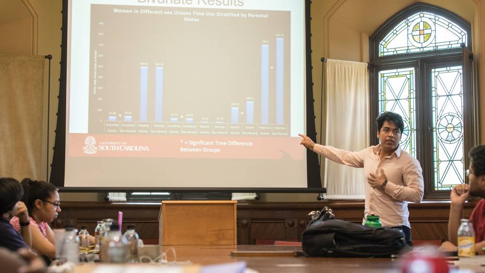 Student giving a presentation