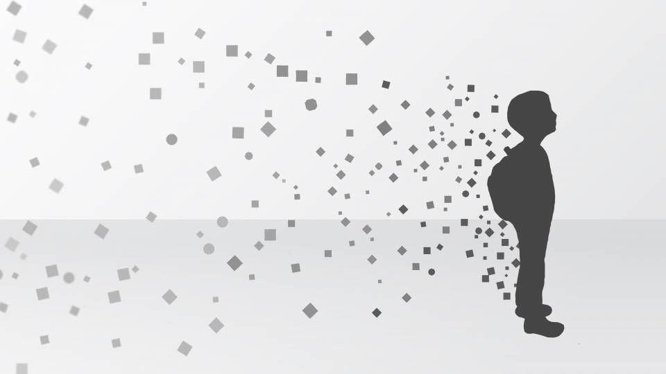 Data points create silhouette of child