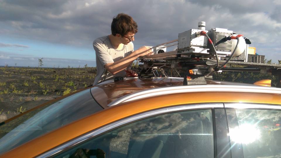 Levi Golston adjusts the sensors