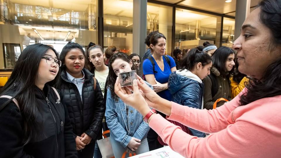 Ankita Jariwala demonstrating to students