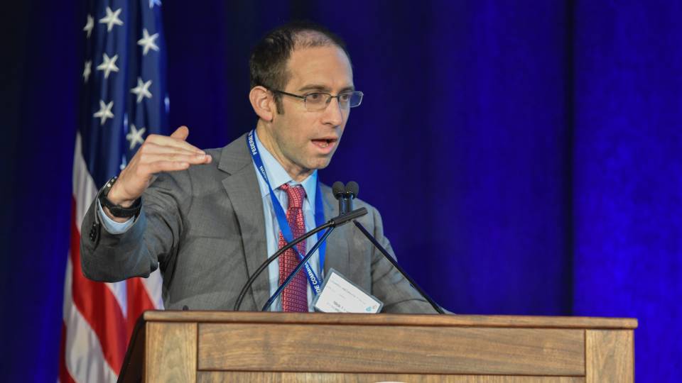 Nick Feamster talking at the podium