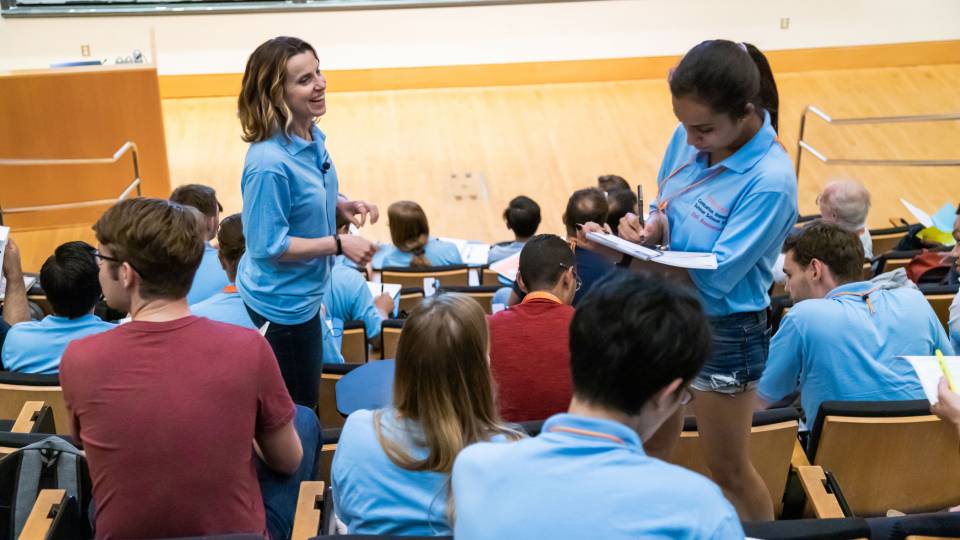 Instructor and students at Combustion conference