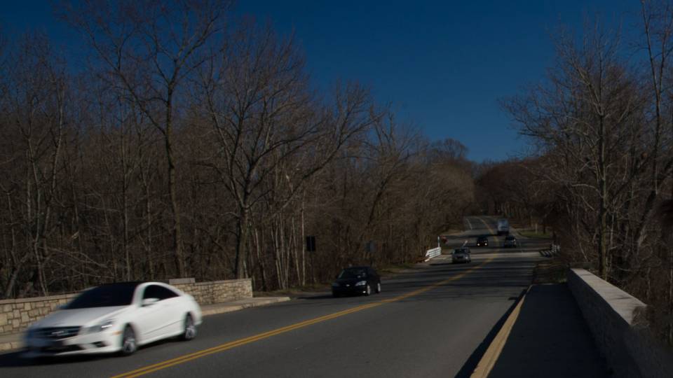 Cars driving down Washington Road