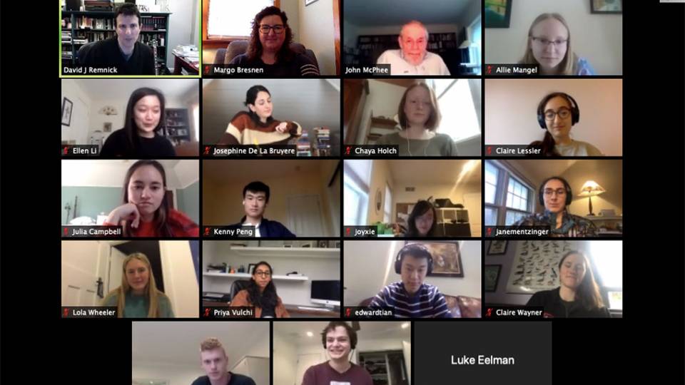 Screenshot of the gallery view of John McPhee's class online