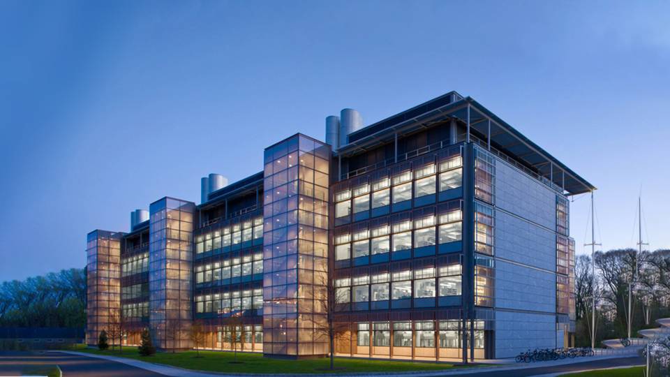 Frick Chemistry Building at twilight