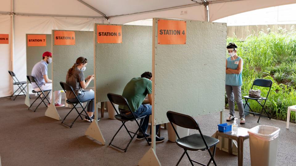 Separated sections for private, safe COVID testing