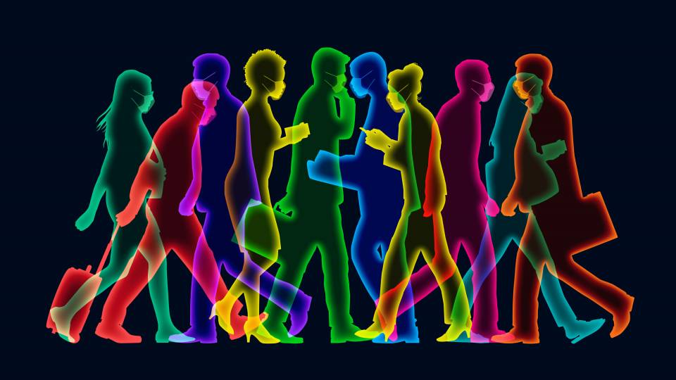 illustration of people with masks