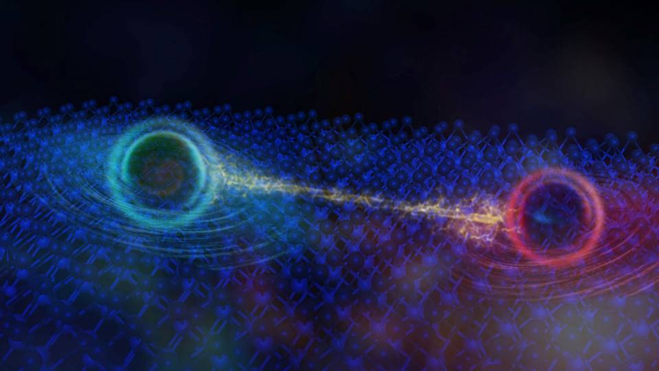 Two glowing orbs have an energy connection