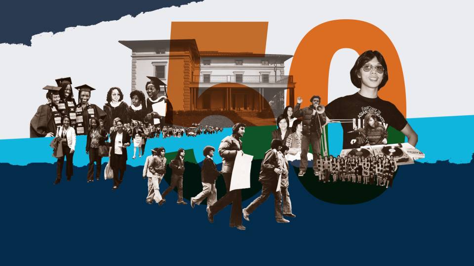 collage of archival photos from 50 years of community building at the Fields Center