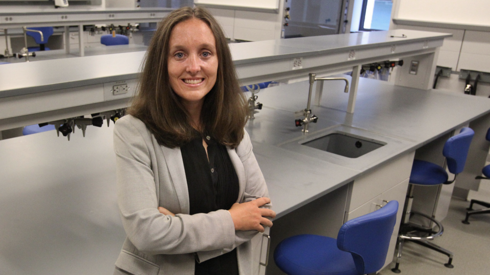 Portrait of Kelsey Hatzell in laboratory
