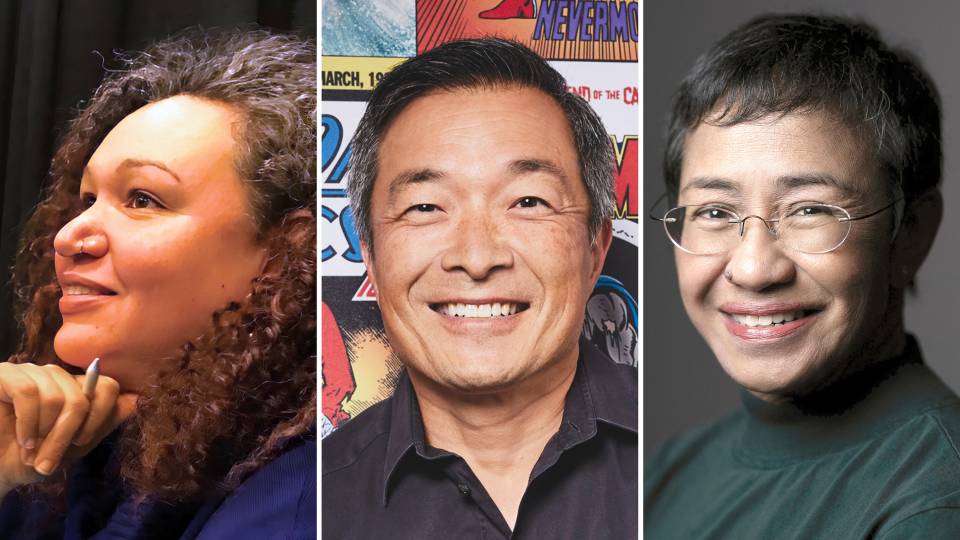 Lorgia García-Peña, Jim Lee and Maria Ressa smiling