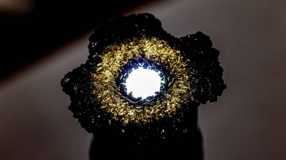 A sample of the diamond material that can be grown in a lab using plasma.