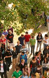 Students walking on campus