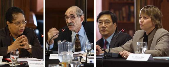 Three panel members talking